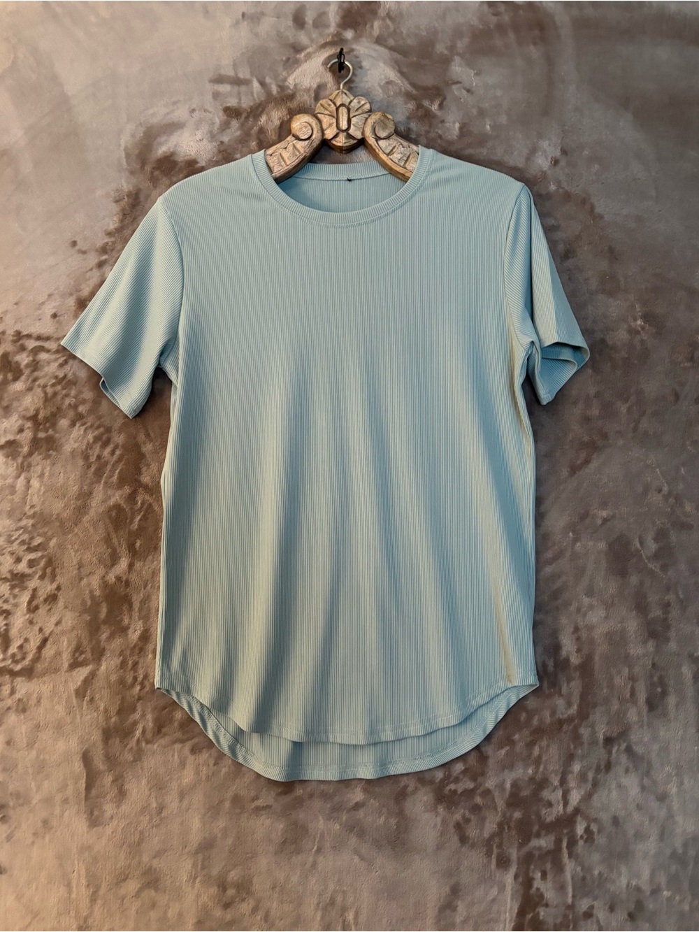 Men's Ribbed Crewneck Short Sleeve T-Shirt Size S